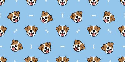 Cute jack russell terrier puppy smiling cartoon seamless pattern, vector illustration