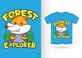 Cute cartoon fox for t shirt vector