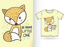 Cute fox hand drawn illustration for t shirt vector