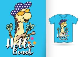 Cartoon giraffe for t shirt vector