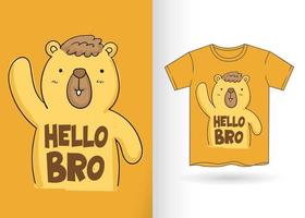 Cute bear cartoon for t shirt vector