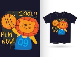 Hand drawn cute lion for t shirt vector