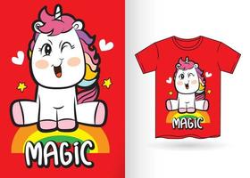 Cute unicorn cartoon for t shirt.eps vector