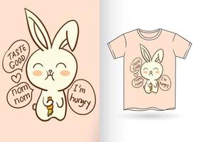 linda caricatura de conejito para camiseta vector