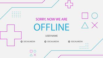 offline streaming screen background with pink and  blue ornament on gray background vector