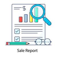 Flat outline vector of sales report showing, business activity analysis