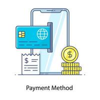 Bank card with mobile phone denoting concept of secure card payment method icon vector