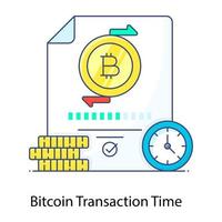 Download this blockchain, bitcoin transaction time vector in outline style