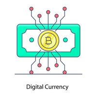 dinero con nodos, vector de contorno relleno de moneda digital