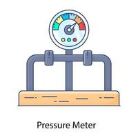 Pressure meter flat outline icon, measuring instrument vector