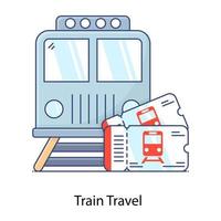 icono conceptual del viaje en tren, viaje en tren vector