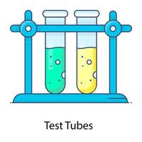 Test tubes with chemical, flat outline icon vector