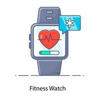 Icon of fitness watch in flat outline design vector