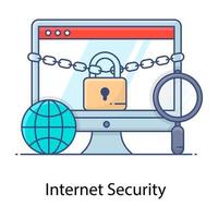 An icon of internet security in flat outline editable design vector