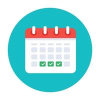 Calendar with scheduled dates flat vector icon