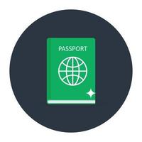 un icono de pase de identificación internacional, pasaporte en estilo plano editable vector