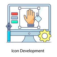 desarrollo de logotipos, icono de contorno plano de desarrollo de iconos vector