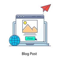 Blog post flat outline icons, blogging vector