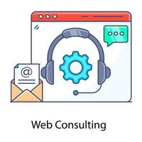 Web consulting flat outline icon, customer support application vector