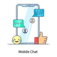 Conversation application, flat outline icon of mobile chat vector