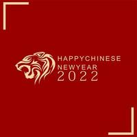 Happy Chinese New Year 2022 by gold brush stroke abstract paint of the tiger isolated on red background. vector