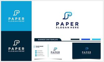 abstract paper with letter P initial logo concept and business card template vector