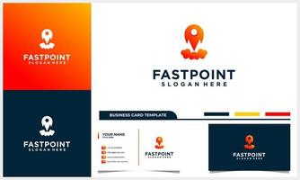 abstract rocket logo concept with business card template vector