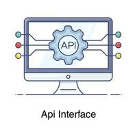 icono de interfaz de programación de aplicaciones, interfaz api en estilo plano vector