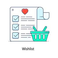 Flat icon of wishlist, things to buy vector