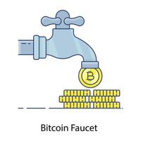 Download premium icon of bitcoin faucet, flat outline vector design