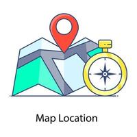 guía de dirección, icono de contorno plano de ubicación de mapa