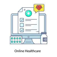 icono conceptual plano de la atención médica en línea vector