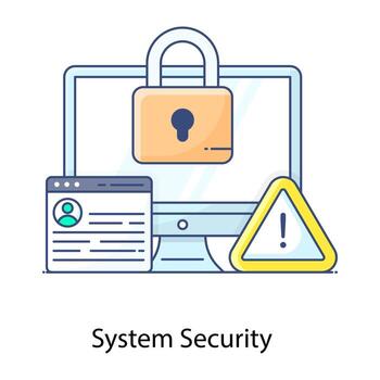 Conceptual flat outline icon of system security vector