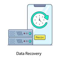 Icon of data recovery in flat outline design Data, recovery, backup, storage, server, dataserver, vector, icon, flat, db, sql, vector