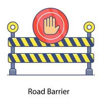 obstáculo con el gesto de la mano que representa el icono de la barrera de la carretera vector