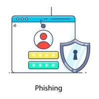 diseño plano conceptual del icono de phishing de perfil vector