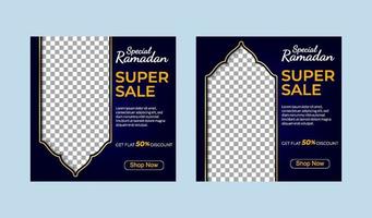 Ramadan sale social media and marketing post. Social media banner template. Ramadan social media post template with blank areas for images or text vector