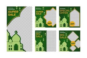 Ramadan sale social media and marketing post. Social media banner template. Ramadan social media post template with blank areas for images or text vector