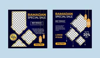 Ramadan sale social media and marketing post. Social media banner template. Ramadan social media post template with blank areas for images or text vector