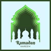 ilustración de ramadan kareem en estilo de corte de papel. fiesta de celebración islámica vector