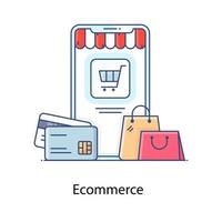 icono de aplicación de compras móviles, vector de concepto de comercio electrónico