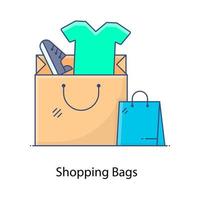 un diseño de icono de bolsas de compras en estilo plano vector