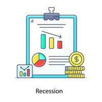 Term of macroeconomics, flat outline concept icon of recession vector