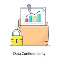 Flat outline vector of data confidentiality, protection of unauthorized access