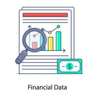 informe detallado de los datos recopilados, icono de concepto de esquema plano de informe analítico vector