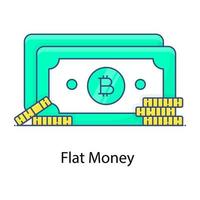 Notes with stack, outline icon of fiat money vector