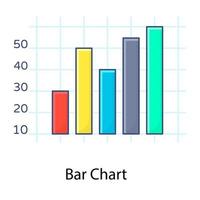 representación gráfica de información, gráfico de barras de iconos de concepto de contorno plano vector