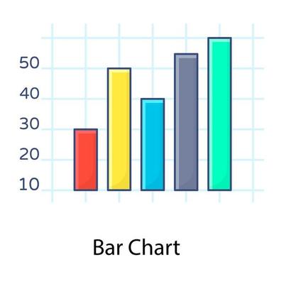 Graphical representation of information, flat outline concept icon bar chart