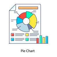 Pie chart flat outline concept icon denoting, quantity graphical representation vector