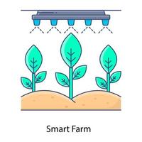 cultivar, icono de contorno plano de granja inteligente vector